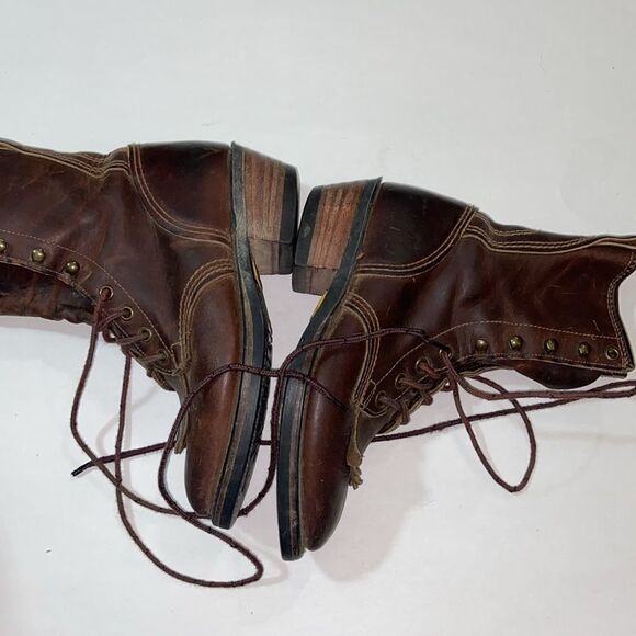 VTG,Vibram Resist-Oil No-Mark Brown Leather Boots with Lace-Up Design Size 6.5 M - Picture 5 of 11